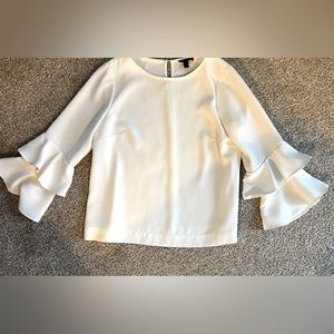 Cream J Crew Ruffle Sleeve Top